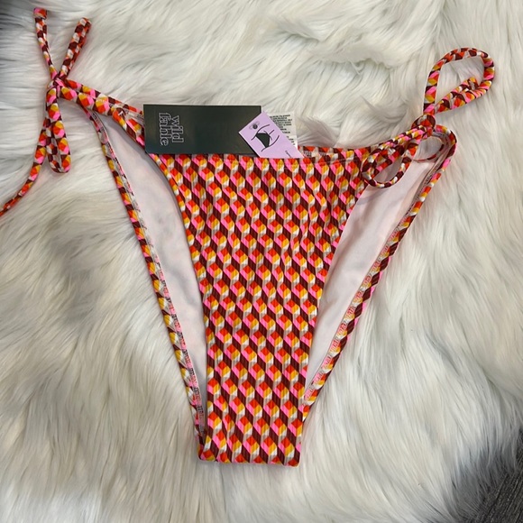 🧡Women's Ribbed Side-Tie Scoop Front High Leg Extra Cheeky Bikini Bottom only - Picture 6 of 16